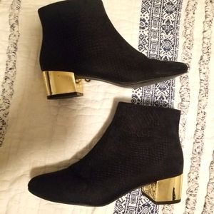 SOLD Topshop gold heel black boots